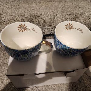 Lilly Pulitzer Hidden Cat Floral Coffee Mugs